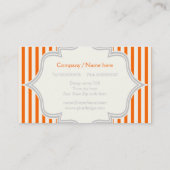 Carte De Visite Monogramme dans un cadre à rayures orange, blanche (Dos)