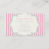 Carte De Visite Monogramme dans un cadre à rayures roses, blanches (Dos)