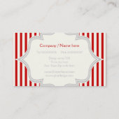 Carte De Visite Monogramme dans un cadre à rayures rouges, blanche (Dos)