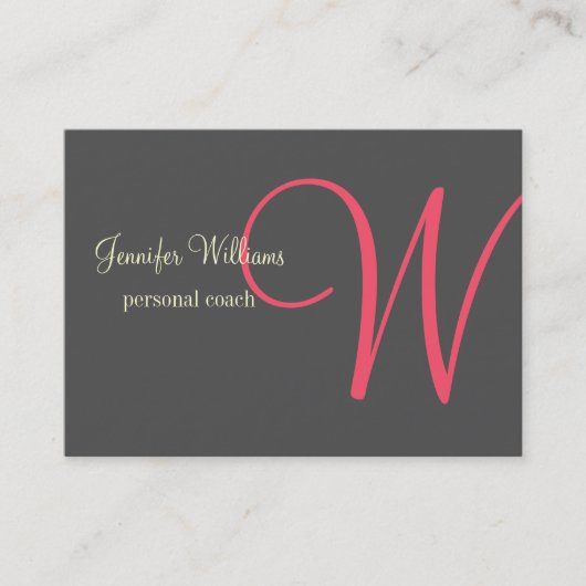 Carte De Visite Monogramme d'Anthrazite Minimalistic (Devant)