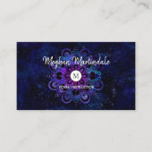 Carte De Visite Monogramme d'aquarelle bleu Mandala Galaxy Boho Yo (Devant)