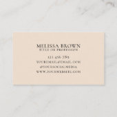 Carte De Visite Monogramme d'aquarelle moderne beige élégant (Dos)