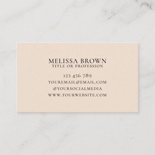 Carte De Visite Monogramme d'aquarelle moderne beige élégant (Dos)