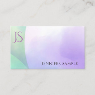 Carte De Visite Monogramme d'aquarelle moderne branché Modèle si