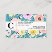 Carte De Visite Monogramme d'aquarelle rose jaune Pois (Dos)