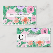 Carte De Visite Monogramme d'aquarelle rouge violet Pois (Devant / Derrière)