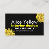 Carte De Visite Monogramme d'azalée jaune et noir (Dos)