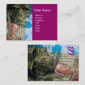 Carte De Visite MONOGRAMME DE BEAUTÉ CLASSIQUE antique bleu clair  (Devant / Derrière)