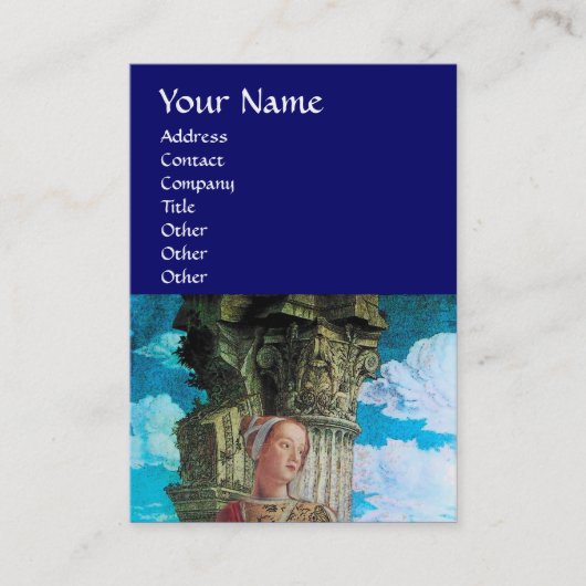 Carte De Visite MONOGRAMME DE BEAUTÉ CLASSIQUE bleu vif antique (Devant)