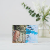 Carte De Visite MONOGRAMME DE BEAUTÉ CLASSIQUE, bleu vif antique (Debout devant)