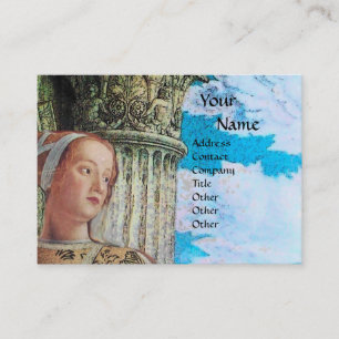 Carte De Visite MONOGRAMME DE BEAUTÉ CLASSIQUE, bleu vif antique