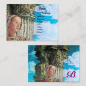 Carte De Visite MONOGRAMME DE BEAUTÉ CLASSIQUE, bleu vif antique (Devant / Derrière)