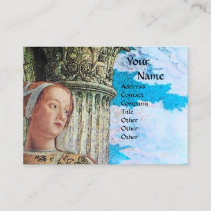 Carte De Visite MONOGRAMME DE BEAUTÉ CLASSIQUE, bleu vif antique