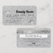 Carte De Visite monogramme de beauté de la parties scintillant arg (Devant / Derrière)