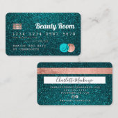 Carte De Visite Monogramme de beauté de la parties scintillant tur (Devant / Derrière)