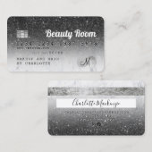 Carte De Visite Monogramme de beauté en marbre noir parties scinti (Devant / Derrière)
