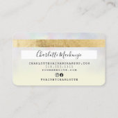 Carte De Visite monogramme de beauté holographique jaune (Dos)