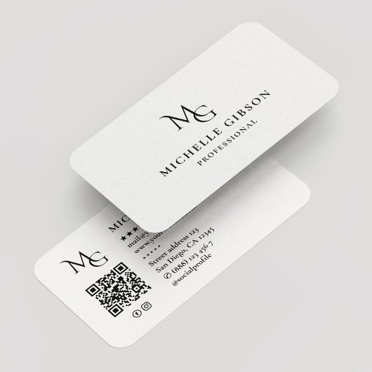 Carte De Visite Monogramme de beauté minimale MG Logo Professionne