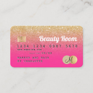 Carte De Visite Monogramme de beauté rose parties scintillant de