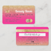 Carte De Visite Monogramme de beauté rose parties scintillant de l (Devant / Derrière)