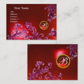 Carte De Visite MONOGRAMME DE BÉRIES MAGIQUES, rouge rubis (Devant / Derrière)