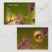 Carte De Visite MONOGRAMME DE BÉRIES MAGIQUES, topaz jaune orange (Devant / Derrière)