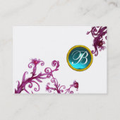 Carte De Visite MONOGRAMME DE BERRIES MAGIQUES, bleu aquamarine (Dos)