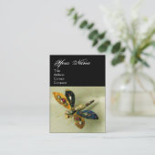 Carte De Visite MONOGRAMME DE BIJOUX ANTIQUE DRAGONFLY, Blanc noir (Debout devant)