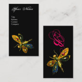 Carte De Visite MONOGRAMME DE BIJOUX ANTIQUE DRAGONFLY ; Rose noir (Devant / Derrière)