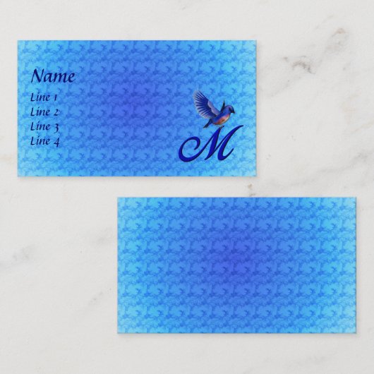 Carte De Visite Monogramme de bleuet initial M élégant (Devant / Derrière)