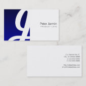 Carte De Visite Monogramme de boîte bleue (Devant / Derrière)