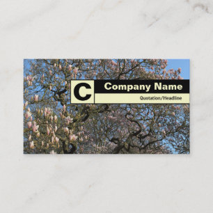 Carte De Visite Monogramme de bord - Arbre de Magnolia en fleurs