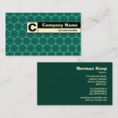 Carte De Visite Monogramme de bord - Motif géométrique vert (Devant / Derrière)