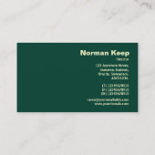 Carte De Visite Monogramme de bord - Motif géométrique vert (Dos)