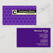Carte De Visite Monogramme de bord - Motif géométrique violet (Devant / Derrière)