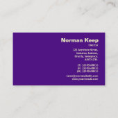 Carte De Visite Monogramme de bord - Motif géométrique violet (Dos)