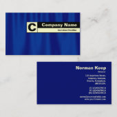 Carte De Visite Monogramme de bord - Rideau bleu (Devant / Derrière)