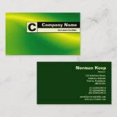 Carte De Visite Monogramme de bord - Vague verte (Devant / Derrière)