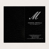 Carte De Visite monogramme de calligraphie noir & blanc tendance (Extérieur déplié)