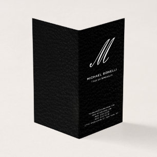 Carte De Visite Monogramme de calligraphie noir et blanc élégant e