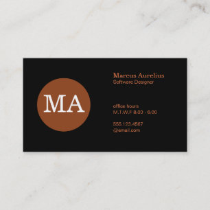 Carte De Visite Monogramme de cercle de bronze de type Serif