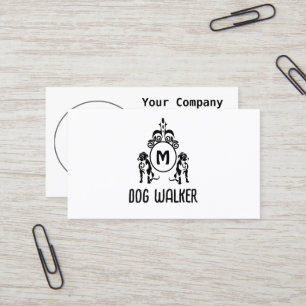 Carte De Visite Monogramme de chien à deux gardes