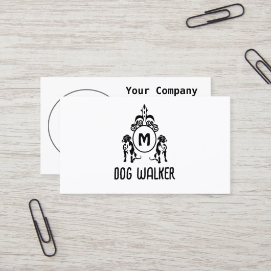 Carte De Visite Monogramme de chien à deux gardes (Devant/Arrière en situation)