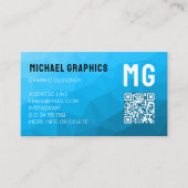 Carte De Visite Monogramme de code QR à motif géométrique en maill (Devant)