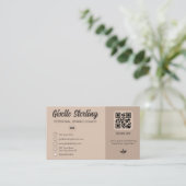 Carte De Visite Monogramme de code QR beige neutre sur les réseaux (Debout devant)