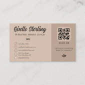 Carte De Visite Monogramme de code QR beige neutre sur les réseaux (Devant)