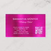 Carte De Visite Monogramme de code QR et paillettes argentées rose (Dos)