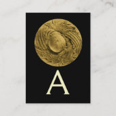 Carte De Visite MONOGRAMME DE COMBATTANCE DES RAYONS, or métal noi (Dos)