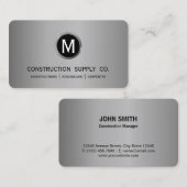 Carte De Visite Monogramme de construction Argent encadré professi (Devant / Derrière)