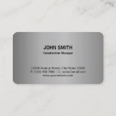 Carte De Visite Monogramme de construction Argent encadré professi (Dos)